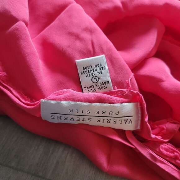 Valerie Stevens Pure Silk PinkChemise Spaghetti Straps Deep V-Back L - Picture 2 of 5